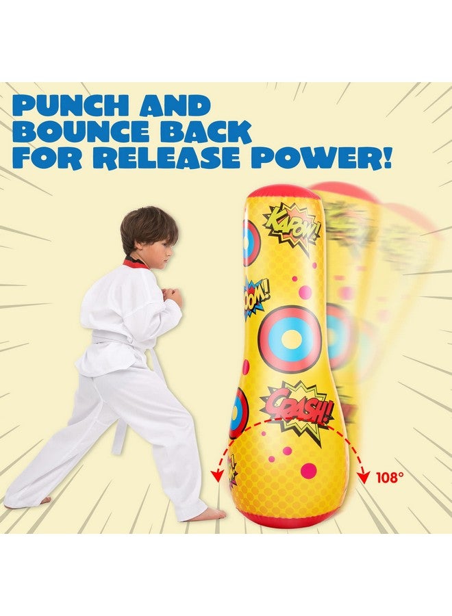 JOYIN عبوة 2 من كيس الضرب القابل للنفخ، 47 بوصة كيس ضرب للأطفال مع حركة الارتداد، كيس ضرب قابل للنفخ هدايا للأطفال - Image 2