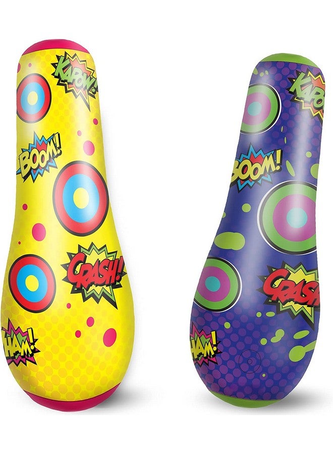 JOYIN عبوة 2 من كيس الضرب القابل للنفخ، 47 بوصة كيس ضرب للأطفال مع حركة الارتداد، كيس ضرب قابل للنفخ هدايا للأطفال - Image 1