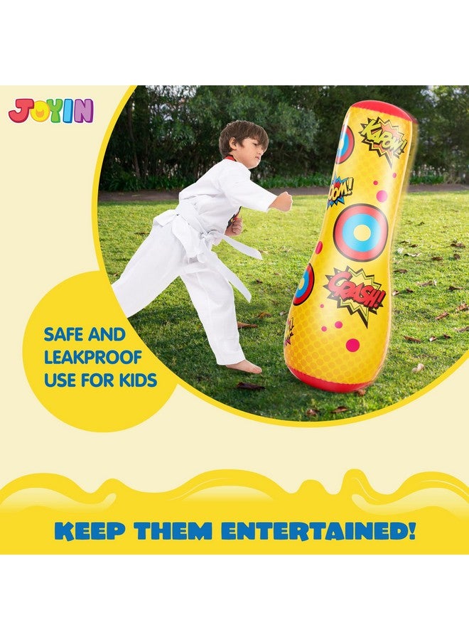 JOYIN عبوة 2 من كيس الضرب القابل للنفخ، 47 بوصة كيس ضرب للأطفال مع حركة الارتداد، كيس ضرب قابل للنفخ هدايا للأطفال - Image 5
