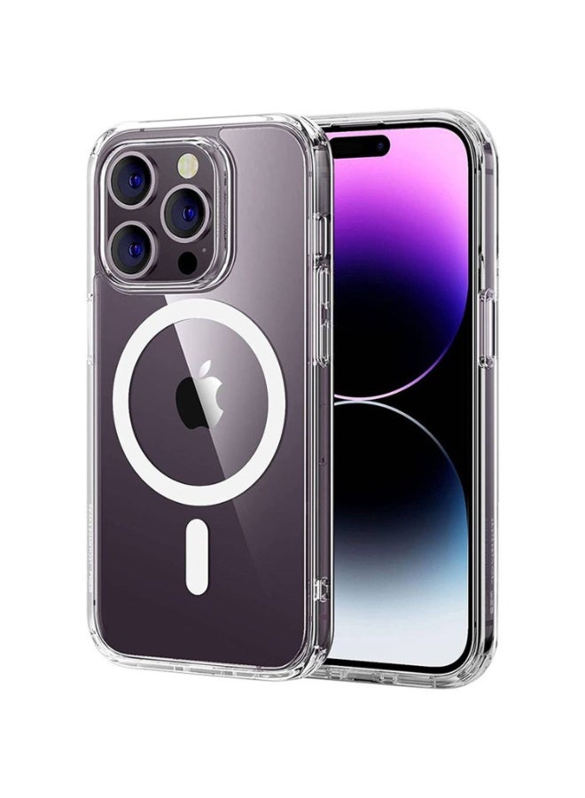 MaxGuard MG-C015-CL Magnetic Clear Case for iPhone 14 Pro | Slim Protective Back Cover | Shockproof Transparent Case | Wireless Charging Compatible | Clear - Image 1