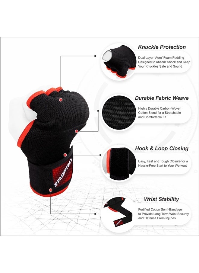 Starpro - Padded Boxing Hand Wraps - Secure Velcro Closure & Knuckle Padding for Maximum Safety - Ideal for Boxing, Fitness, Training - Many Colors & Sizes - Image 1