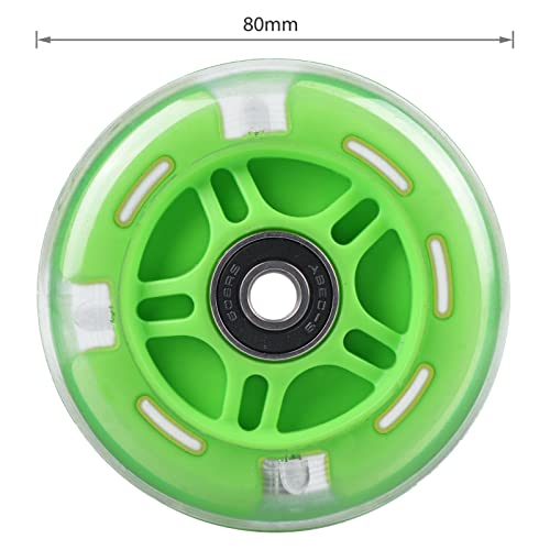 Gladeer 2-Pack 80mm Scooter Rear Wheels Light Up Inline Skate Replacement Wheels w/Bearings (Green) - Image 4