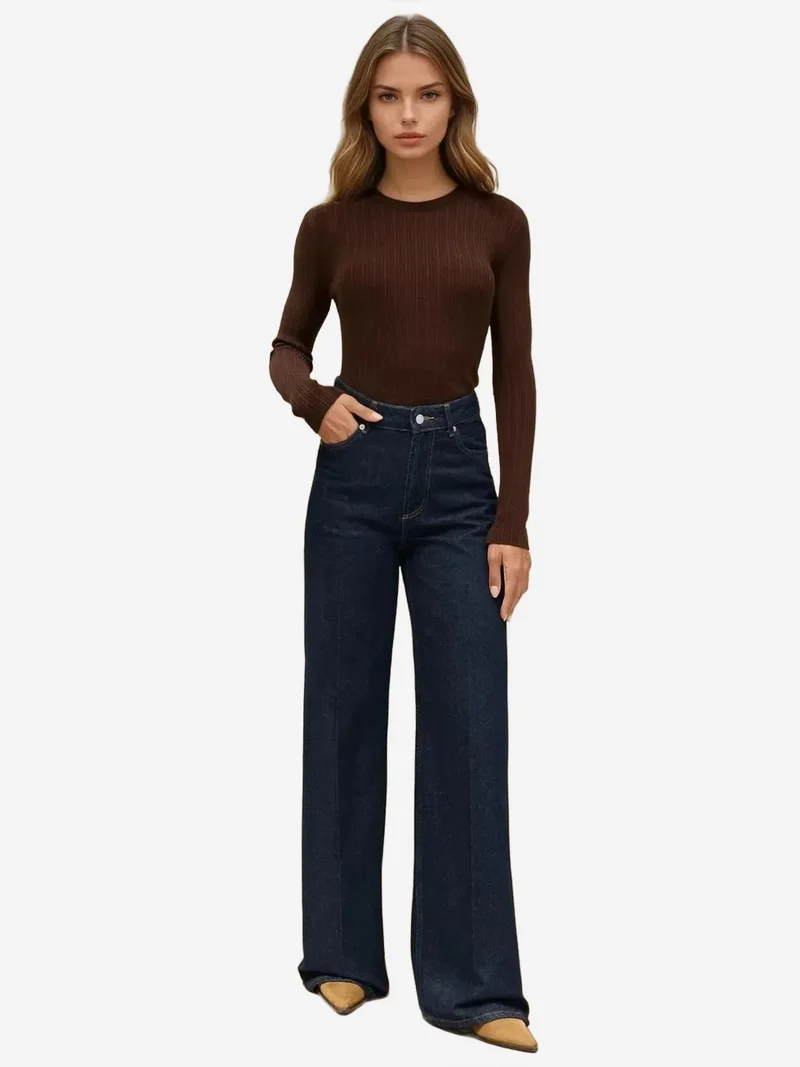HICCUP Wide Leg Raw Denim Jeans