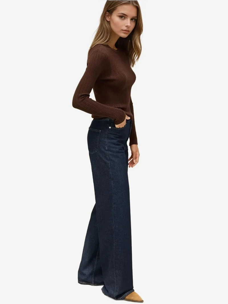 HICCUP Wide Leg Raw Denim Jeans