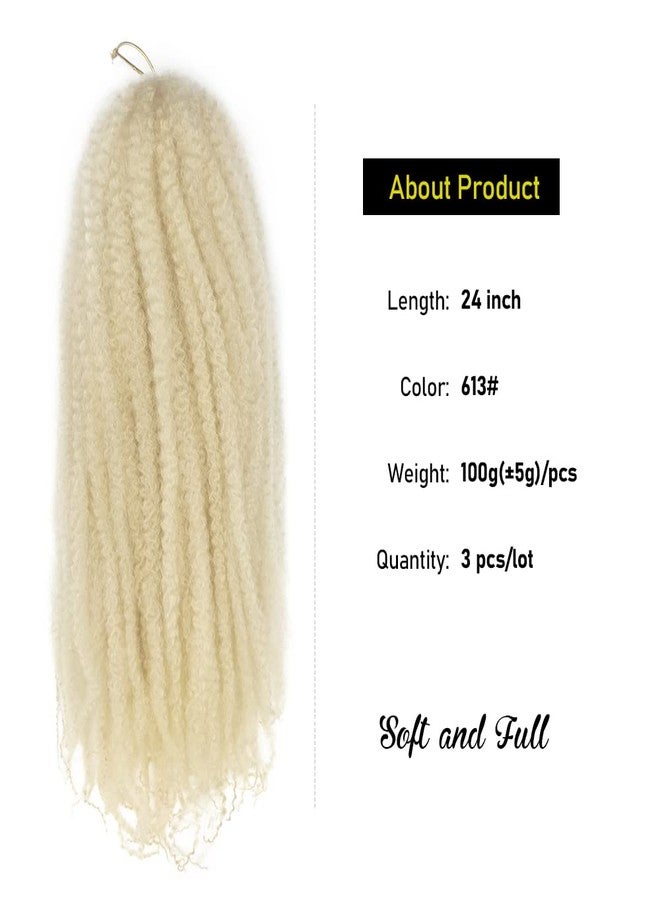KGBFASS 24inch Blonde Marley Braiding Hair Long Kinky Curly Marley Twist Braiding Hair for Faux Locs Box Braids Crochet Hair Extension Black Women 3Pcs(613#) - Image 2