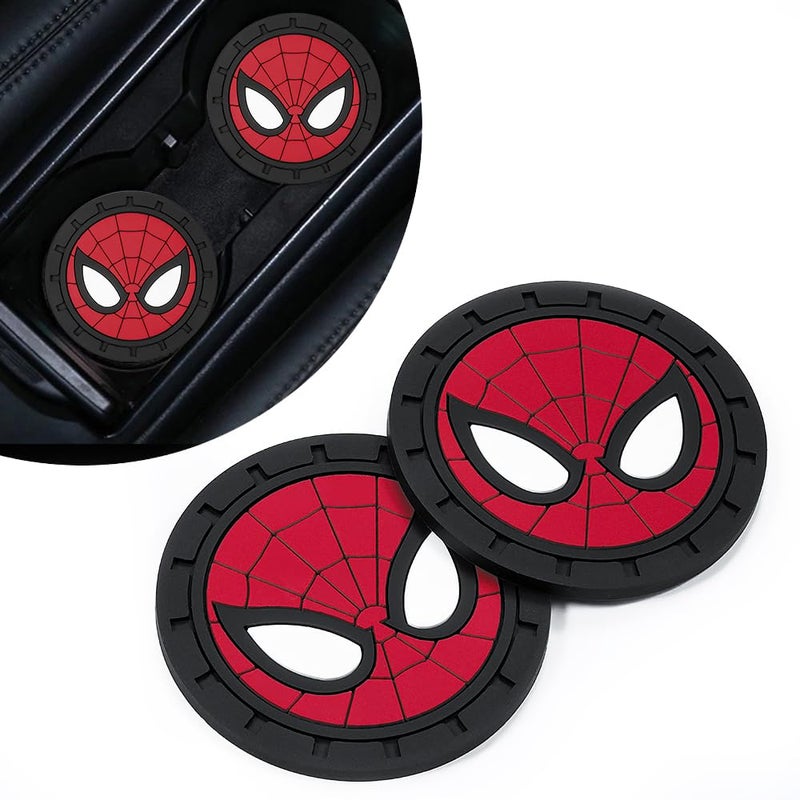 ARTANLIFE Spider Man 2Pcs Car Cup Holder Coasters for Marvel FansThe Spider Man Car Coasters for Car Cup Holder InsertSilicone NonSlip Car Cup Mat 275 Inch - Image 3