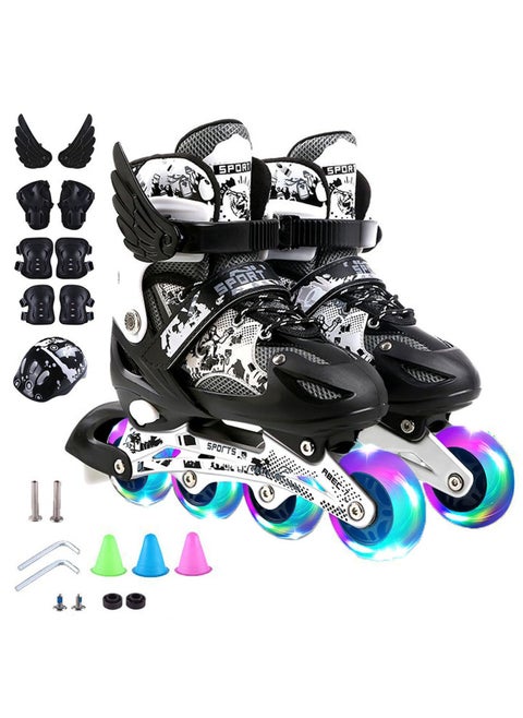 Kids Adjustable Perfect inline skates Roller Skate Shoe Set with LED Flash