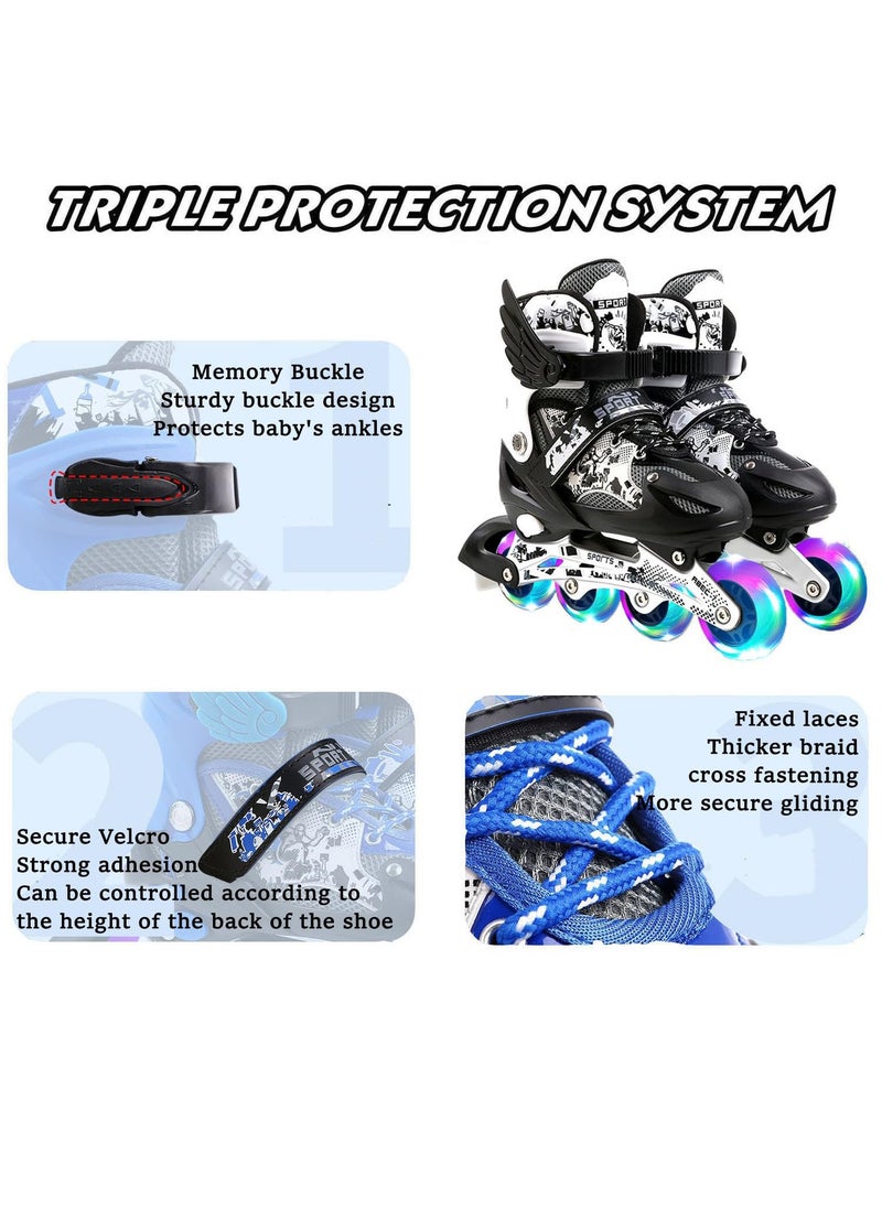 Kids Adjustable Perfect inline skates Roller Skate Shoe Set with LED Flash