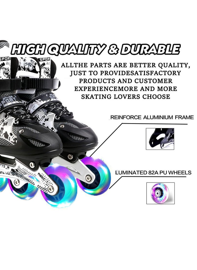 Kids Adjustable Perfect inline skates Roller Skate Shoe Set with LED Flash