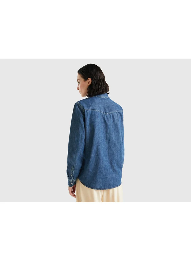 UNITED COLORS OF BENETTON Oversized 100% Cotton Shirt