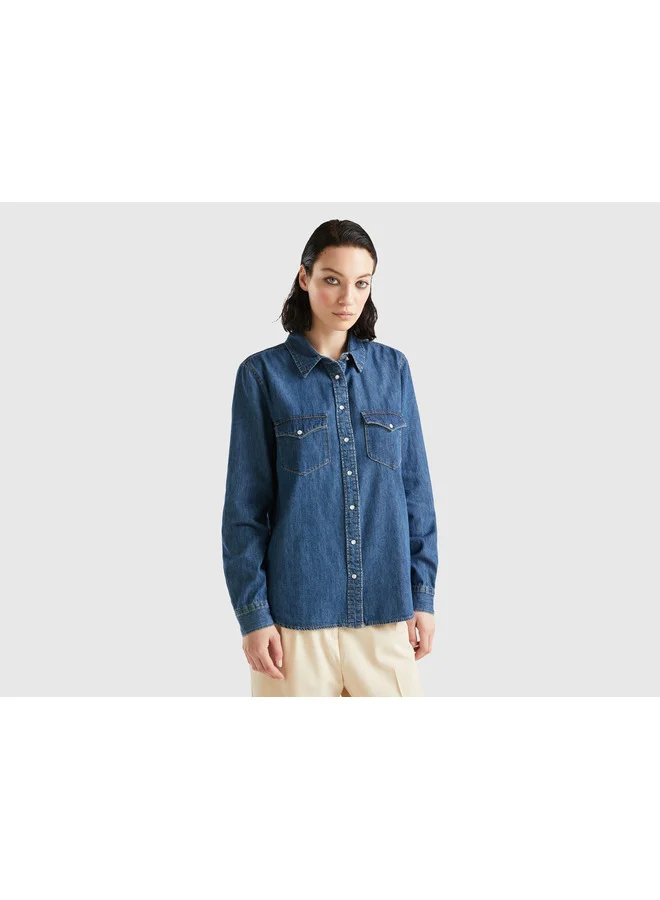 UNITED COLORS OF BENETTON Oversized 100% Cotton Shirt