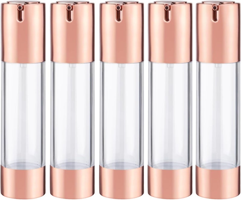 Wresty 5 Pack Airless Pump Bottles Empty Cosmetic Cream Pump Bottle Travel Vacuum Bottle Refillable Cosmetic Containers Makeup Pump Dispenser for Lotion Cream Serum and More (50ml)