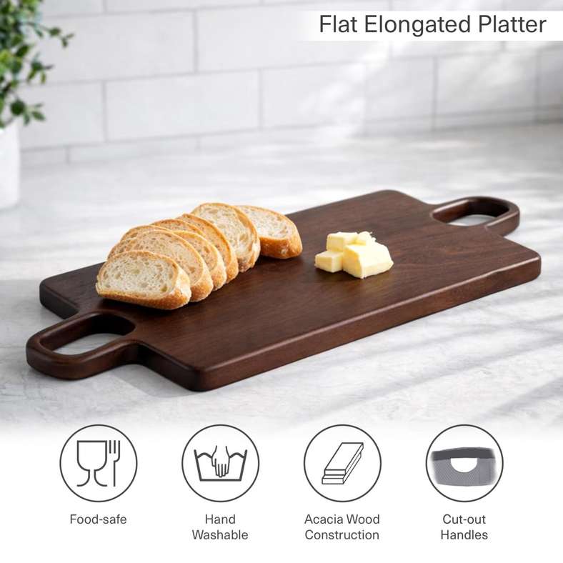 Pan Home Kiara Acacia Serving Platter - Walnut - Image 4