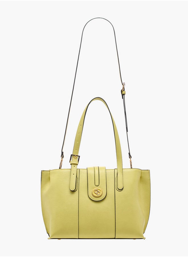 Celeste Solid Tote Bag with Double Handle and Zip Closure  - Image 2