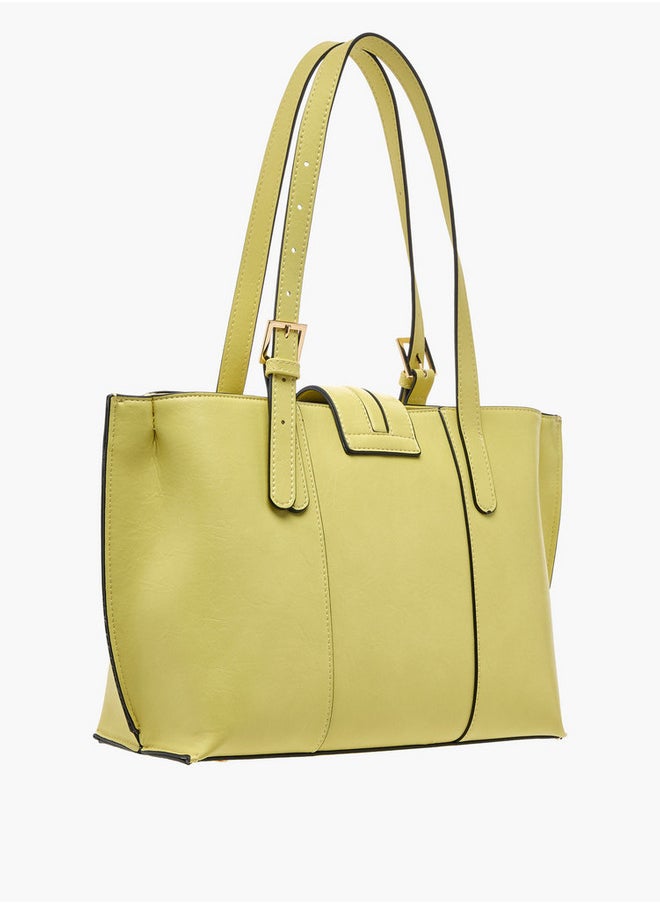 Celeste Solid Tote Bag with Double Handle and Zip Closure  - Image 3