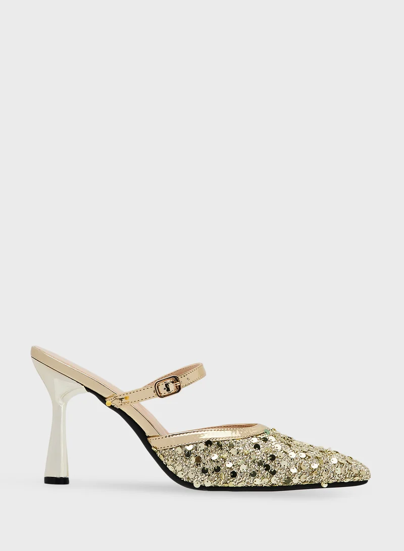 ايلا High Heeled Sequin Pump