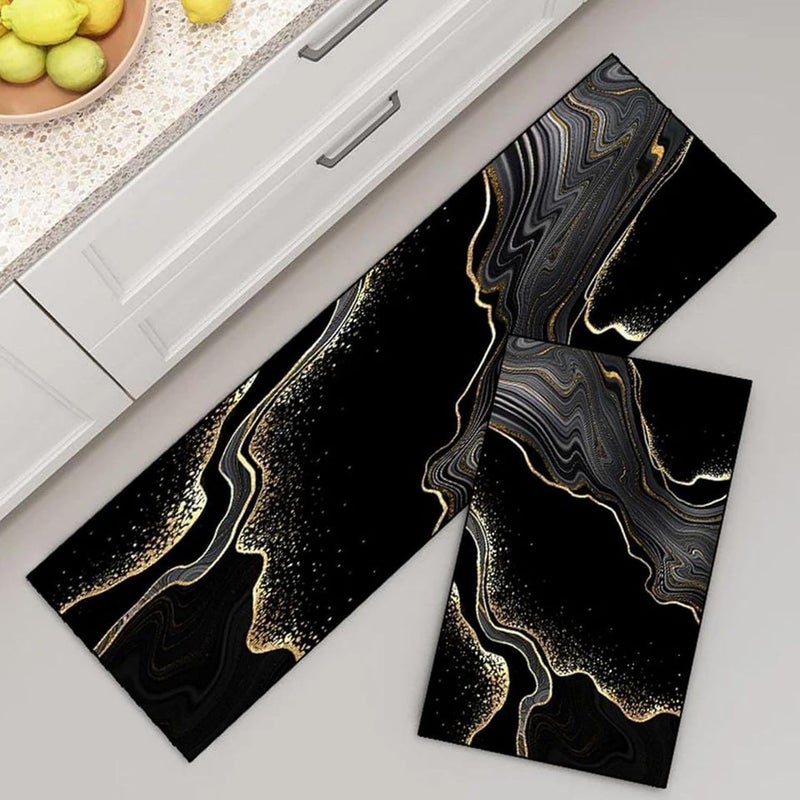 Palshiv Modern Kitchen Floor mat with Water and Oil Absorption Anti Slip Crystal Velvet Long Strip Foot mat Size 15x46 15x23 Inch - Image 1