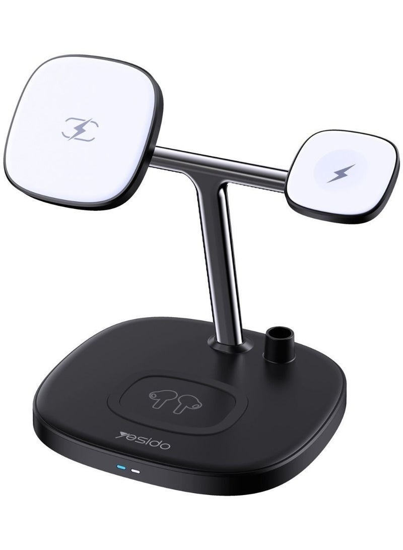 Yesido 5-in-1 Wireless Charging Station – Fast Charger Stand for Phone (10W/7.5W/5W), Earphones (2.5W), Smartwatch (2W), Stylus Pen (0.5W) – Multi-Device Dock with 15W Input, Built-in Safety Features, Desktop Organizer, Supports Simultaneous Charging - Image 2