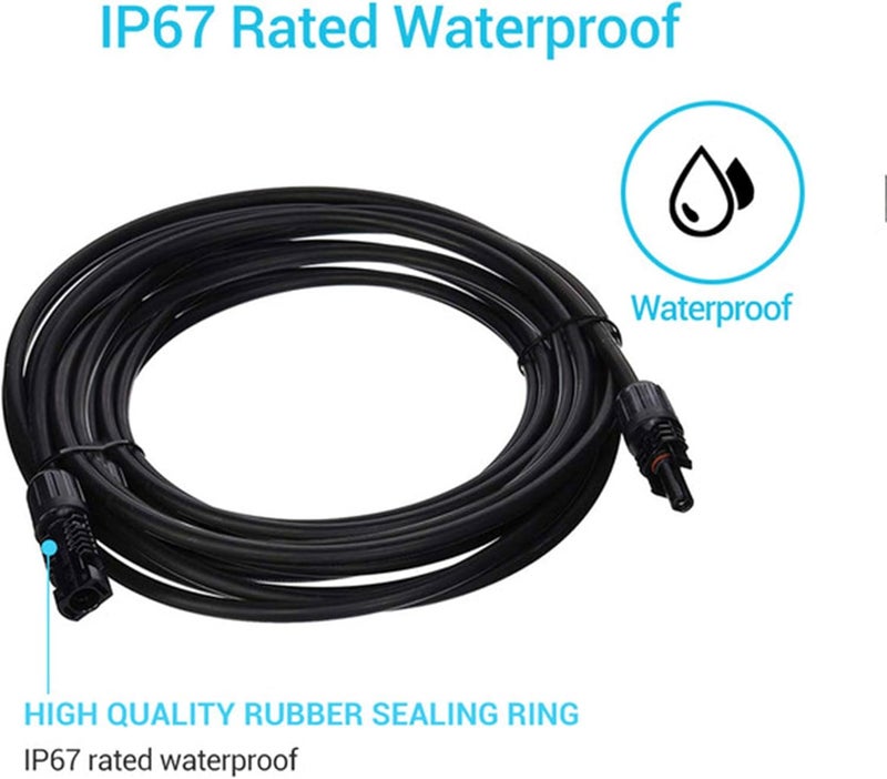 Renogy Solar Panel Extension Cable with Female and Male Connector Waterproof Wire Adaptor, 1.5Ft 12AWG, 1 Piece, Black - Image 2