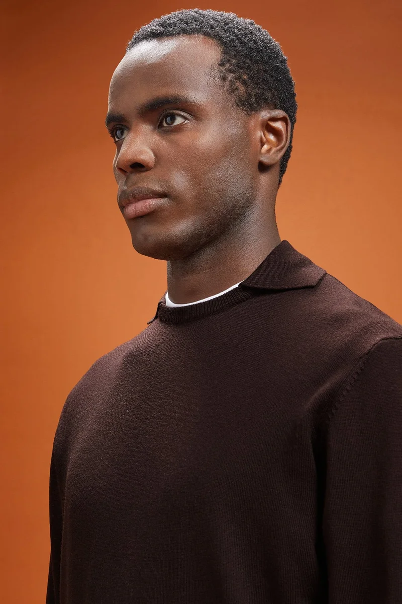 دوبل غانغر Men's crew neck jumper - DK Brown
