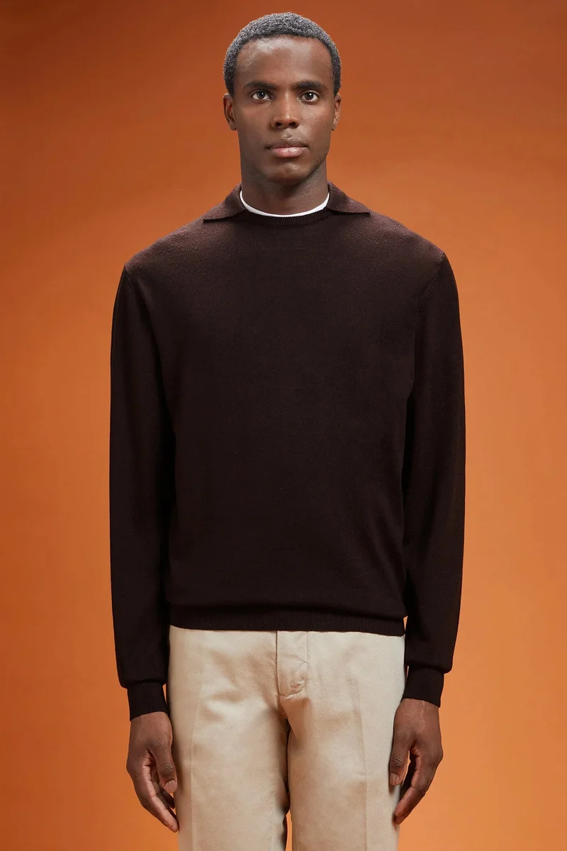 Men's crew neck jumper - DK Brown