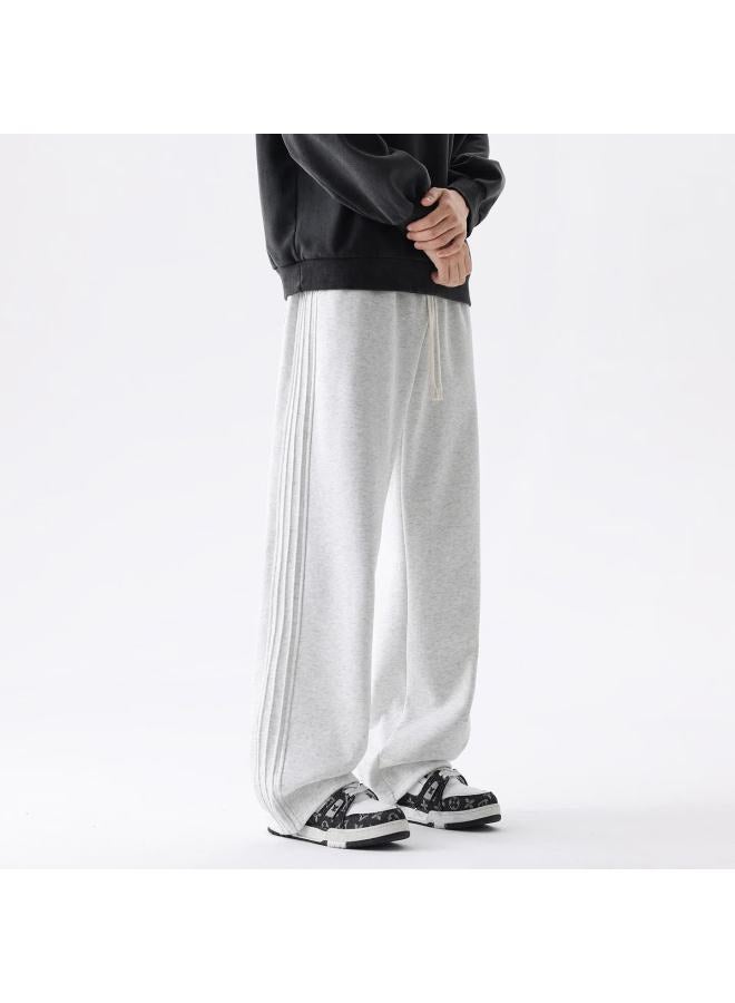 Dingfengbaoluo American Style Heavyweight Sweatpants Men Autumn Winter Trendy Loose Casual Straight Pants Xfy61 Light Gray 2XL - Image 2