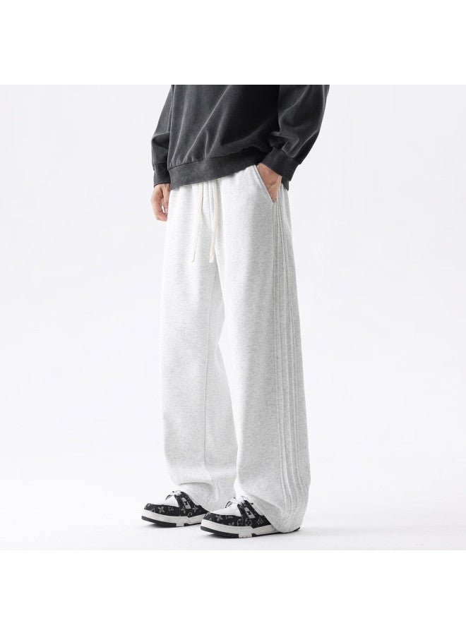 Dingfengbaoluo American Style Heavyweight Sweatpants Men Autumn Winter Trendy Loose Casual Straight Pants Xfy61 Light Gray 2XL - Image 1