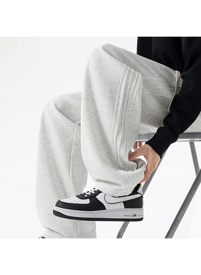 Dingfengbaoluo American Style Heavyweight Sweatpants Men Autumn Winter Trendy Loose Casual Straight Pants Xfy61 Light Gray 2XL - Image 3