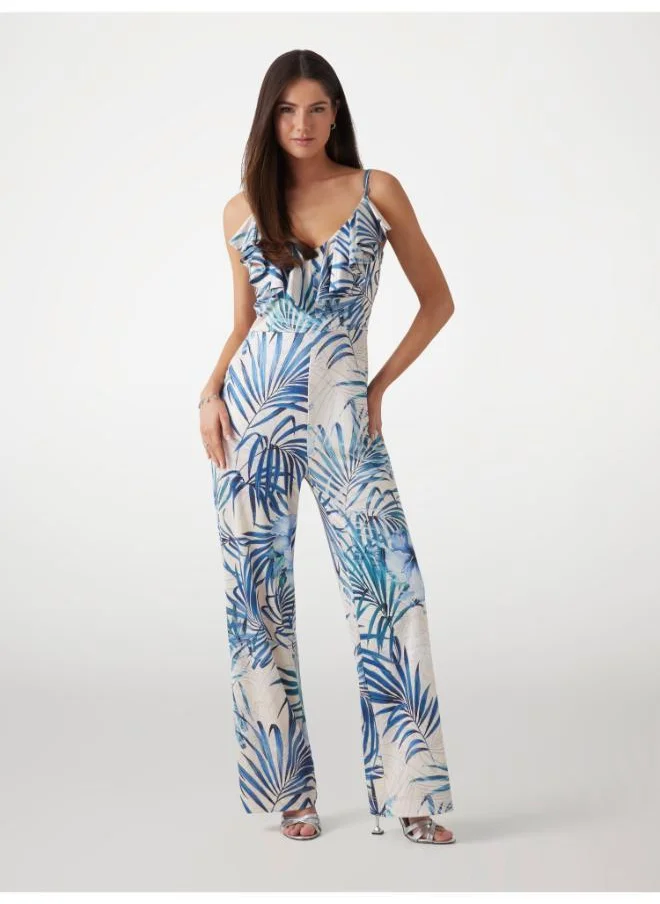 جس Palm Print Jumpsuit