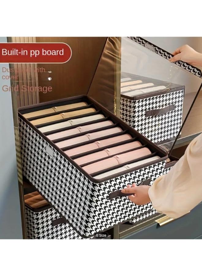 Beauenty Household Clothing Partition Storage Box Foldable Large Size for Clothes Storage Layered Storage Box with Transparent Cover Size: 44*30*20cm  - Image 1