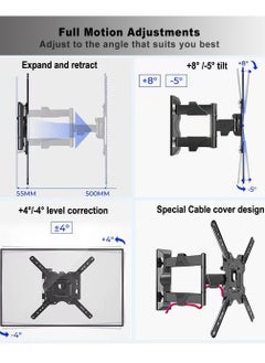 NB NORTH BAYOU TV Wall Mount, Full Motion TV Wall Bracket for Most 32-55 Inch TV/Flat Screen/LED/LCD/Monitors, Swivel Tilt TV Stand With Articulating Arms, Rotating, Max VESA 400x400mm up to 60lbs  - Image 3