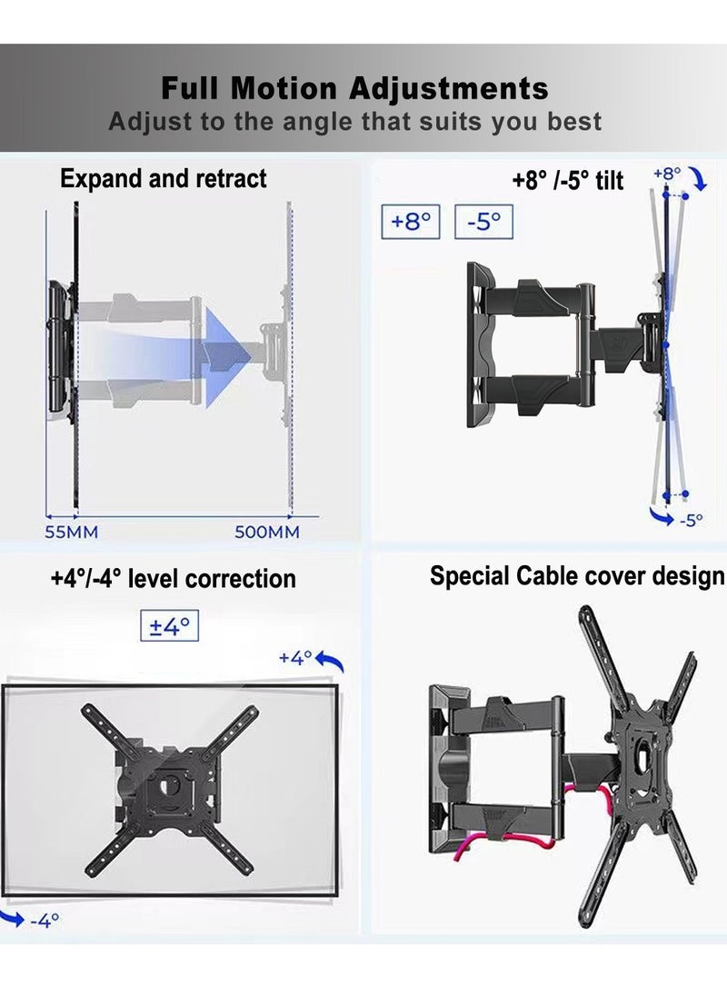 NB NORTH BAYOU TV Wall Mount, Full Motion TV Wall Bracket for Most 32-55 Inch TV/Flat Screen/LED/LCD/Monitors, Swivel Tilt TV Stand With Articulating Arms, Rotating, Max VESA 400x400mm up to 60lbs  - Image 3