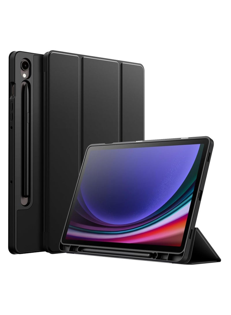 DUSALA Case for Samsung Galaxy Tab S9 11 Inch with S Pen Holder, Soft TPU Tri-Fold Stand Protective Tablet Cover, Support S Pen Charging, Auto Wake/Sleep - Image 1