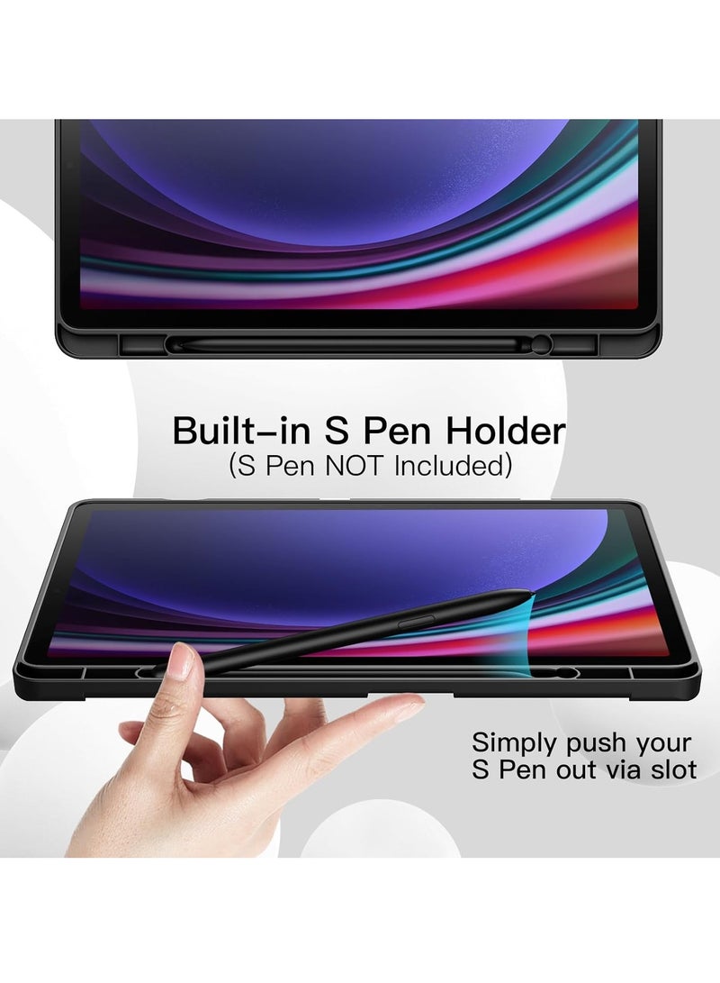 DUSALA Case for Samsung Galaxy Tab S9 11 Inch with S Pen Holder, Soft TPU Tri-Fold Stand Protective Tablet Cover, Support S Pen Charging, Auto Wake/Sleep - Image 3
