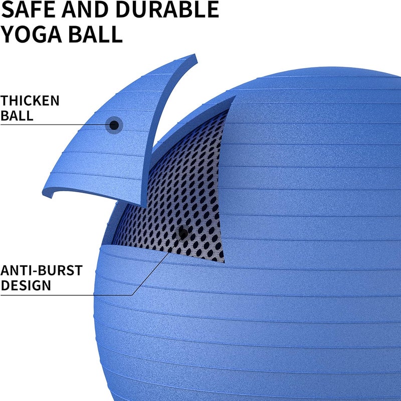 PROIRON Yoga Ball Anti-Burst Exercise Ball Chair with Quick Pump Slip Resistant Gym Ball Supports 500KG Balance Ball for Pilates Yoga Birthing Pregnancy Stability Gym Workout Training - Image 3