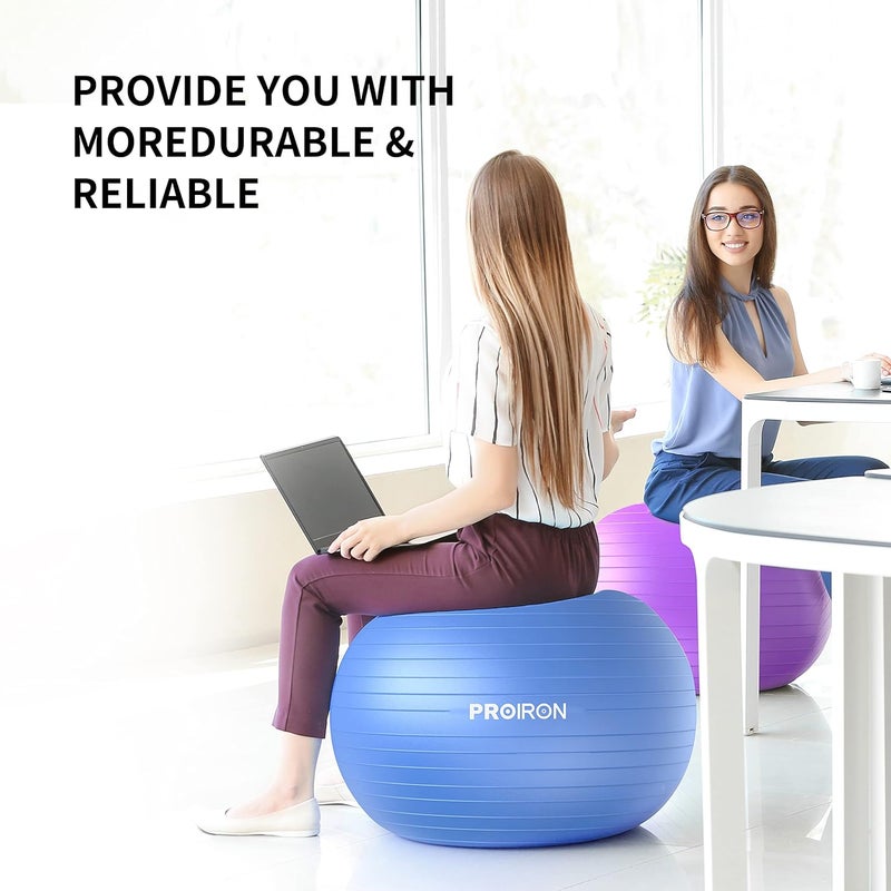 PROIRON Yoga Ball Anti-Burst Exercise Ball Chair with Quick Pump Slip Resistant Gym Ball Supports 500KG Balance Ball for Pilates Yoga Birthing Pregnancy Stability Gym Workout Training - Image 4
