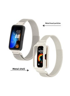 For HuaweiBracelet 10 Strap For HuaweiBand987 Glory Bracelet Universal Wristband Milanese Strap-Color:Matching Host Color-ivory White-Specifications:Applicable To For HuaweiBand 10/9/8 Generation (with Metal Head)