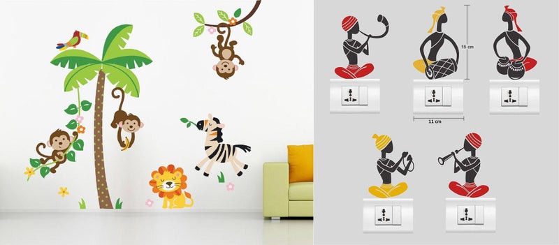 Eja Art Jungle Folk Band Switch Board Sticker - Image 1
