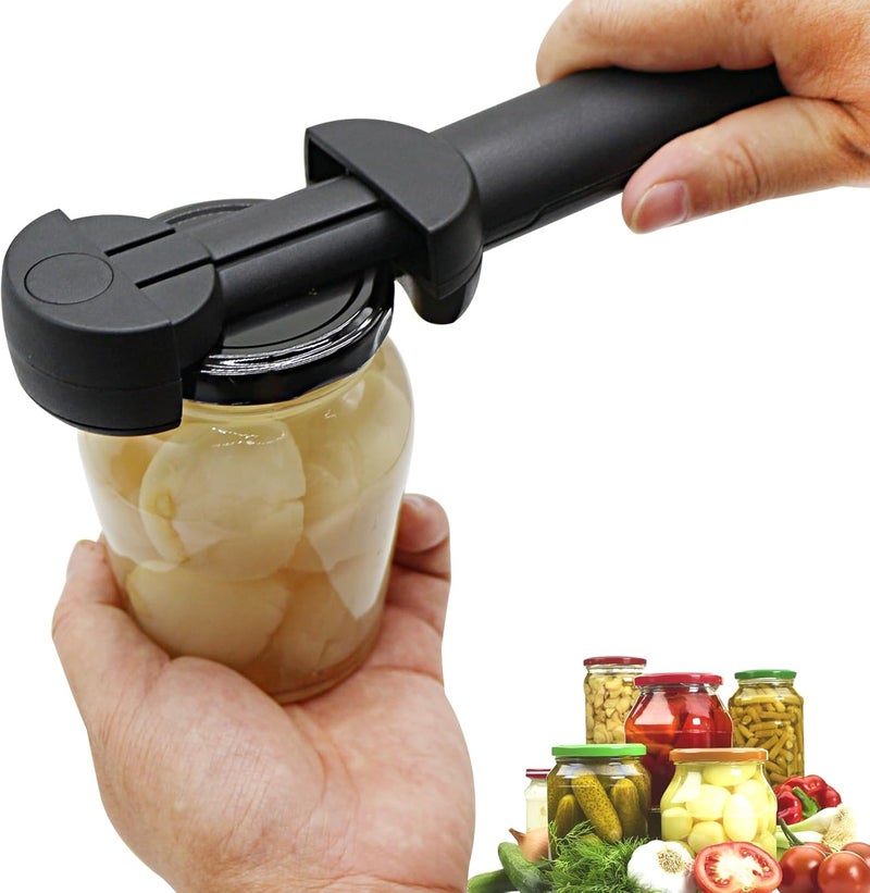 PEAKCLOUDS Multifunctional Retractable Bottle Opener Multi 6 in 1, Adjustable Jar Opener, Kitchen Wine Opener Gadgets(Black) - Image 2