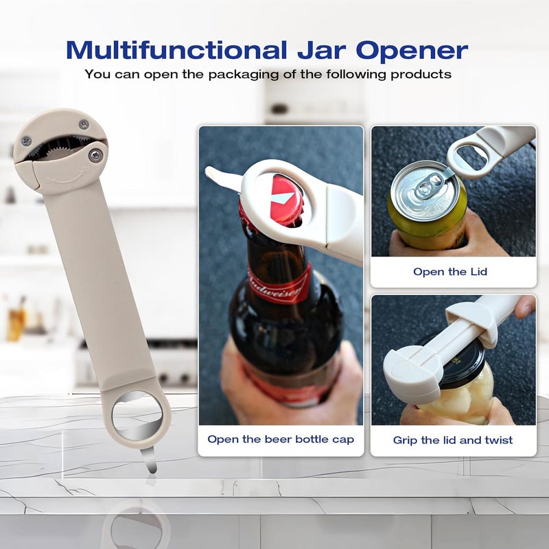 PEAKCLOUDS Multifunctional Retractable Bottle Opener Multi 6 in 1, Adjustable Jar Opener, Kitchen Wine Opener Gadgets(Black) - Image 4