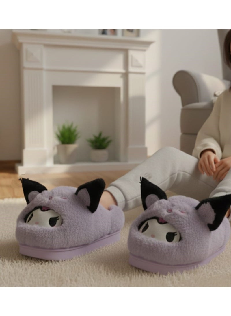Cute Faux Fur Slippers for Girls – Comfortable, Warm, and Safe for Home Use - Size 32-33 - Image 2