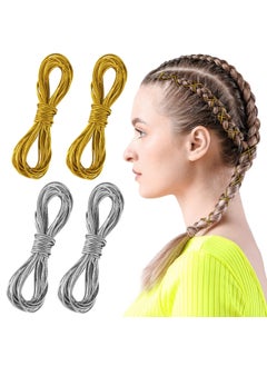 ANCIRS ANCIRS 4 Rolls(20 Meters) Hair Strings for Dreadlock Braids, Hair Braiding Ties Wrapping Accessories for Dreads Wedding Party Show DIY Craft Ornament Hanging Prom Decoration- Gold & Silver 