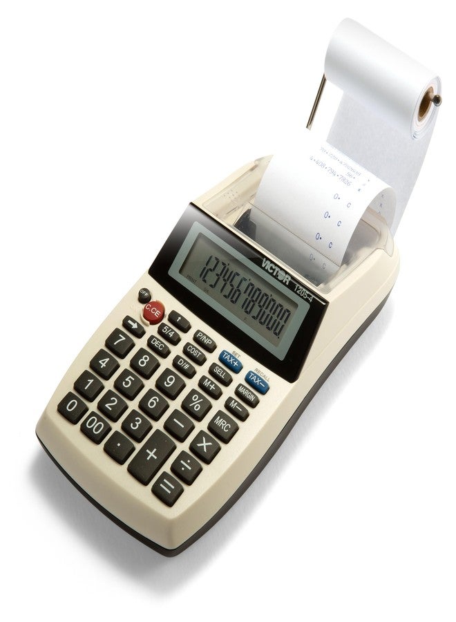 Victor 1205-4 12 Digit Portable Palm/Desktop Commercial Printing Calculator, 1.8" x 4" x 8" - Image 1