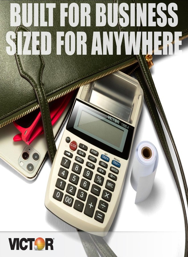 Victor 1205-4 12 Digit Portable Palm/Desktop Commercial Printing Calculator, 1.8" x 4" x 8" - Image 2