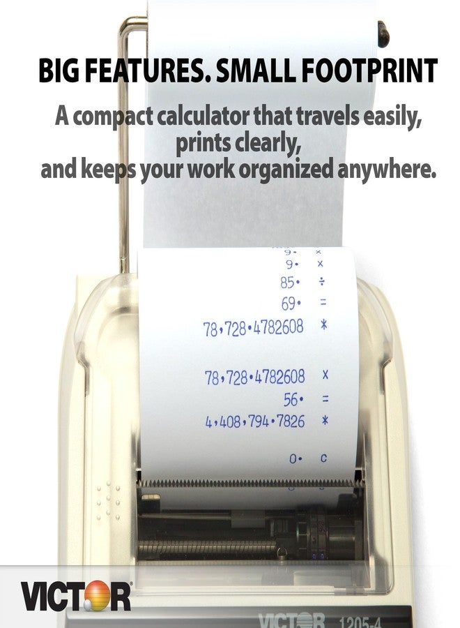 Victor 1205-4 12 Digit Portable Palm/Desktop Commercial Printing Calculator, 1.8" x 4" x 8" - Image 3