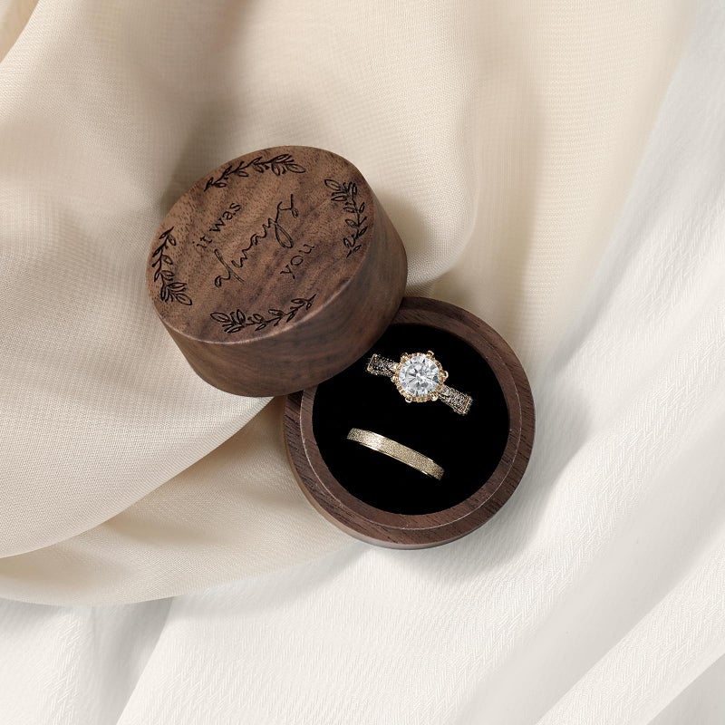 Drnilui Ring Box, Wooden Ring Box for Wedding Ceremony Ring Bearer Box, Engagement Ring Holder Gift for Anniversaries day, Birthday Gift - Image 3