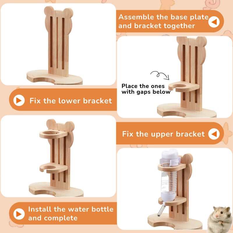 Sonwyoung 6 Pcs Hamster Toys Set, Maze Wood House, Climbing Ladder Wooden Bridge Tunnel Toy Platform Silent Exercise Running Wheels and Water Bottle Set for Rat Guinea Pig Habitat Cage(Basic) - Image 5
