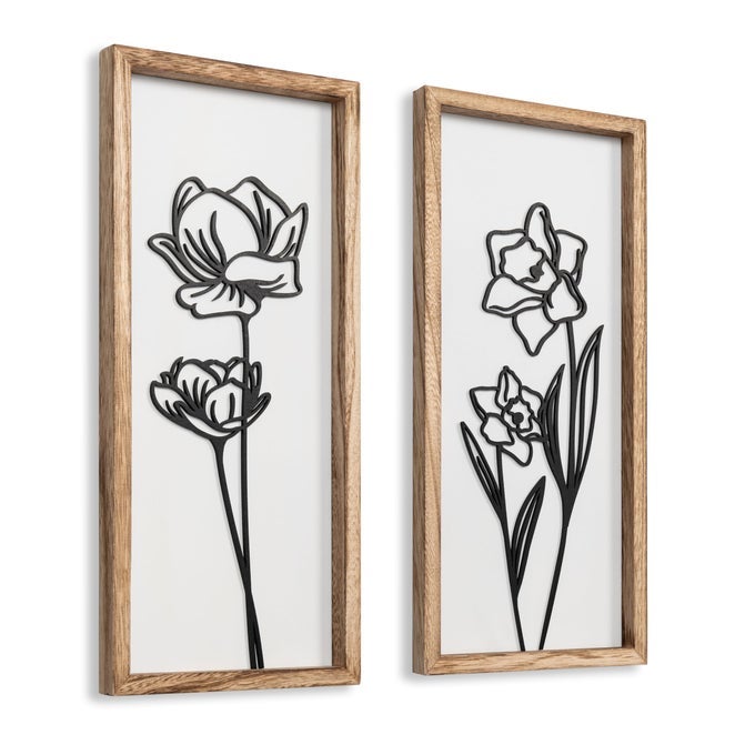 3D BLACK AND WHITE WALL ART SET OF 2 LIGHTWEIGHT WOODEN READYTOHANG FRAMED FLORAL WALL ART FOR BATHROOM BEDROOM LIVING ROOM OR OFFICE BOHO BOTANICAL FARMHOUSE DECOR GIFTBOXED
