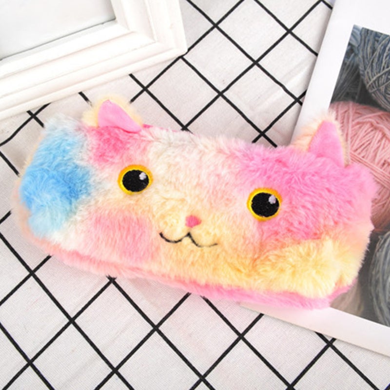 Plush Pencil Case: Laser Cute Cat Shape Soft Plush Material - High Capacity Multifunctional Durable Pouch for Kids Students Home Office Use - Image 3
