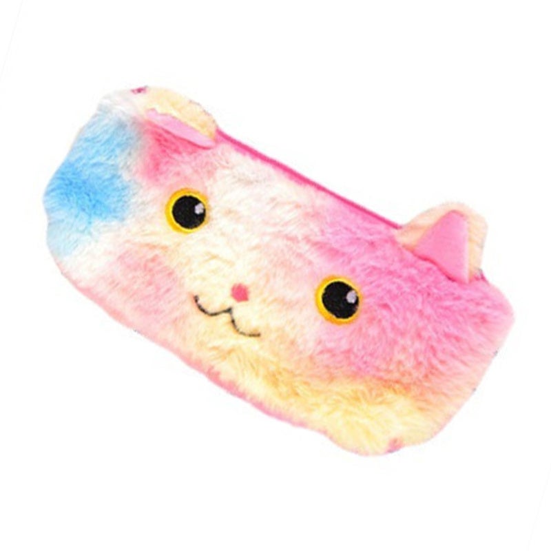 Plush Pencil Case: Laser Cute Cat Shape Soft Plush Material - High Capacity Multifunctional Durable Pouch for Kids Students Home Office Use - Image 1